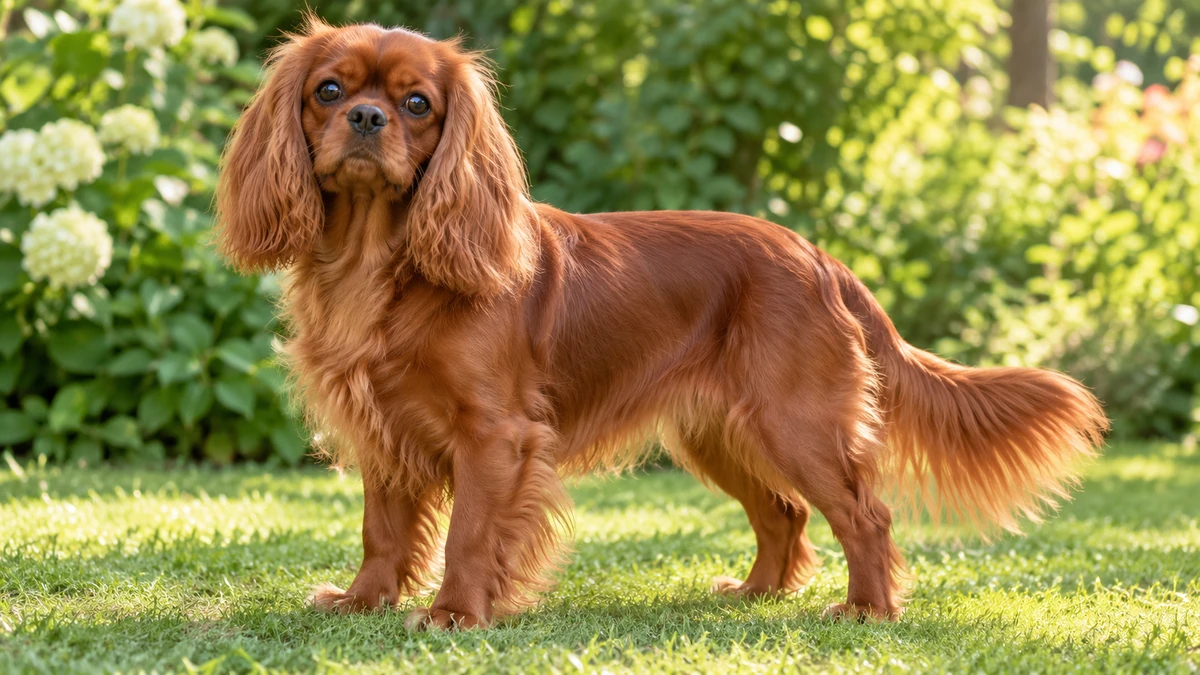 Cavalier King Charles köpek — ruby (kızıl) renk
