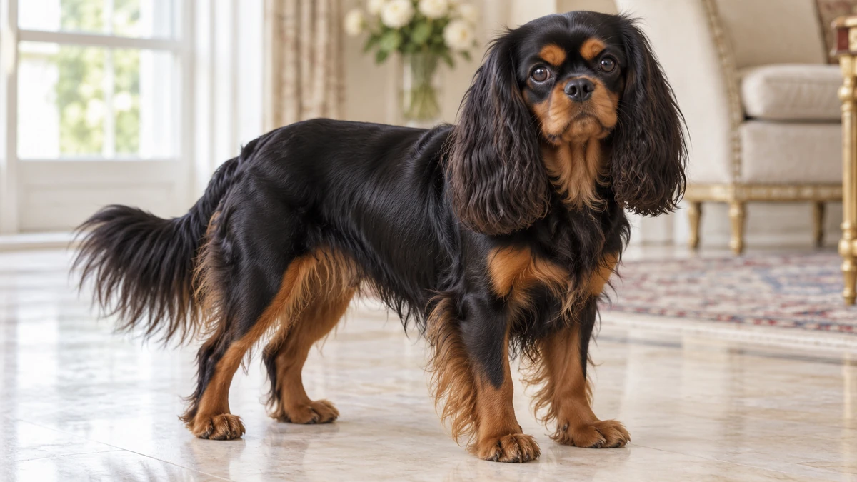Cavalier King Charles köpek — black and tan (siyah-tan) renk