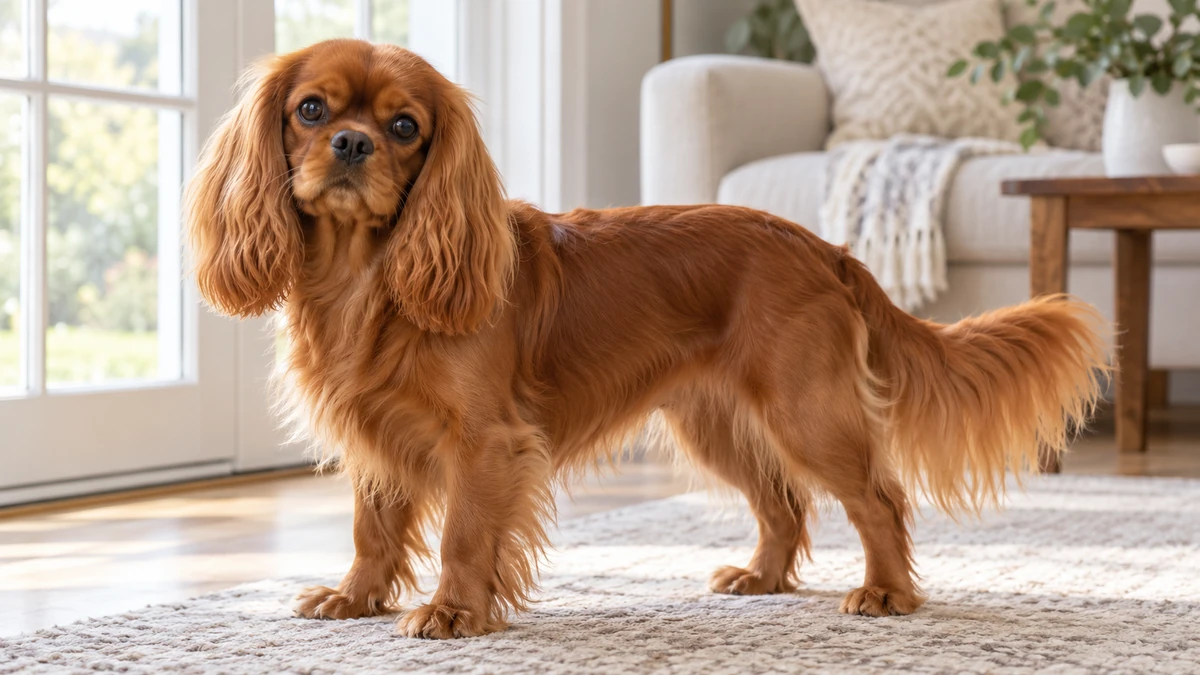 Cavalier King Charles köpek — açık ruby renk