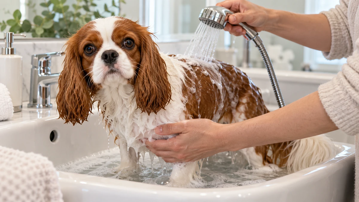 Cavalier King Charles köpek — banyo ve temizlik