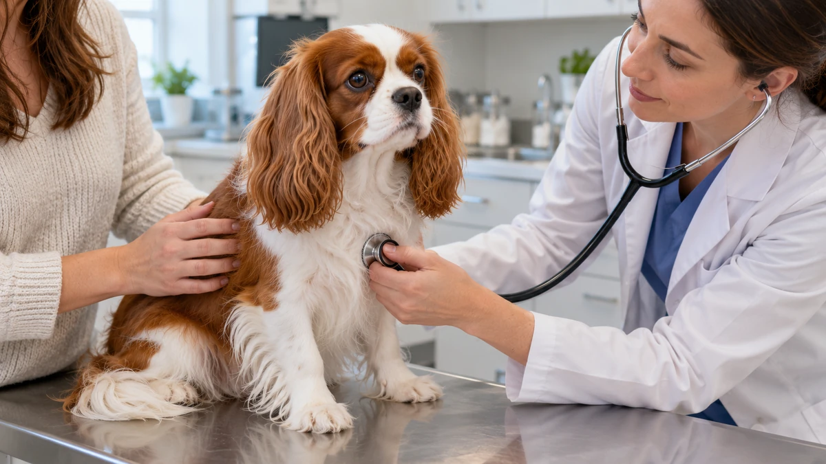 Cavalier King Charles köpek — veteriner kontrolü