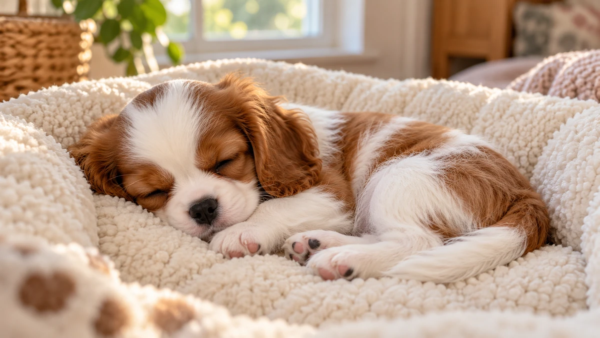 Cavalier King Charles ilan — uyuyan Cavalier King Charles yavru ilan fotoğrafı